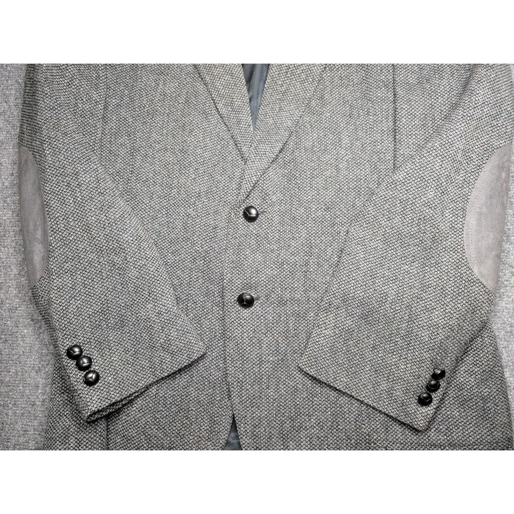 Pendleton‎ Virgin Wool Blazer Sports Coat Men's 44L Gray Suede Elbow Patches Vtg